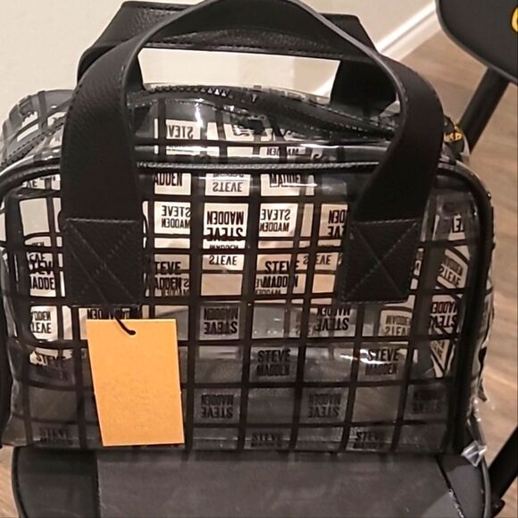 Steve Madden Block Logo Solid & Clear Cosmetic Case - Picture 5 of 9